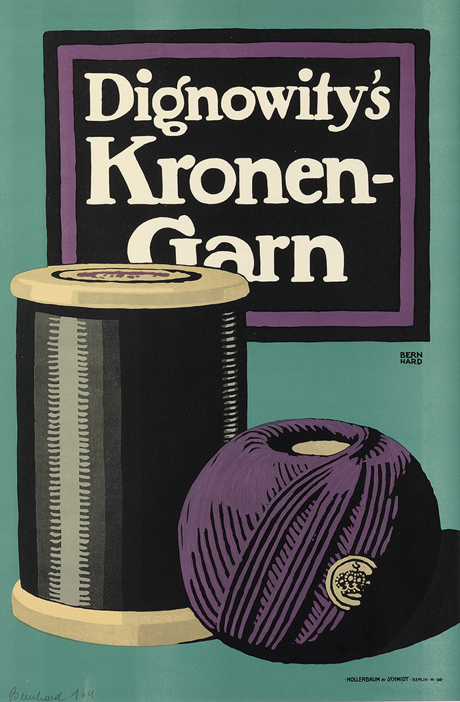 LUCIAN BERNHARD (1883-1972). DIGNOWITYS KRONEN - GARN. 1911. 24x16 inches, 61x40 cm. Holerbaum & Schmidt, Berlin.